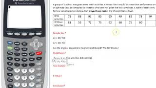 Hypothesis Test: 2 Means, Raw Data (TI84)