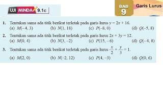 Uji Minda 9.1c No1 - No3 | Tingkatan 3 Bab 9 garis lurus | titik terletak pada garis lurus