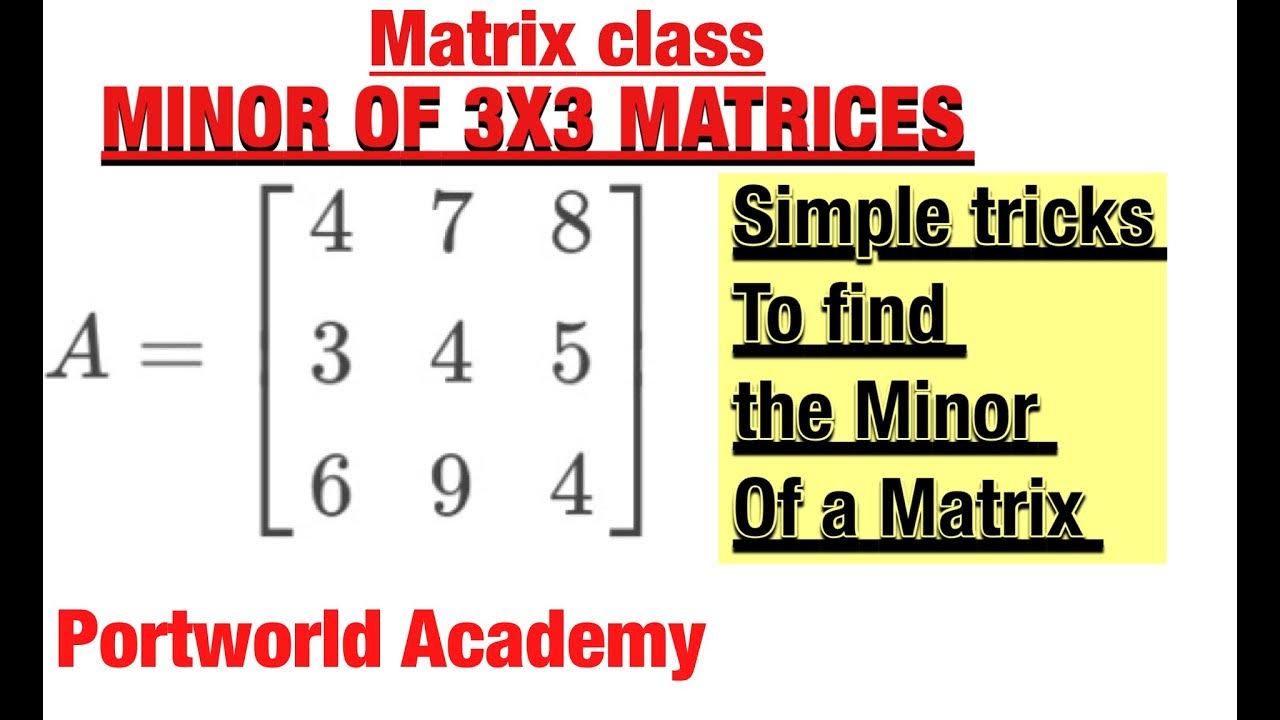 How to find a minor of a matrix - YouTube