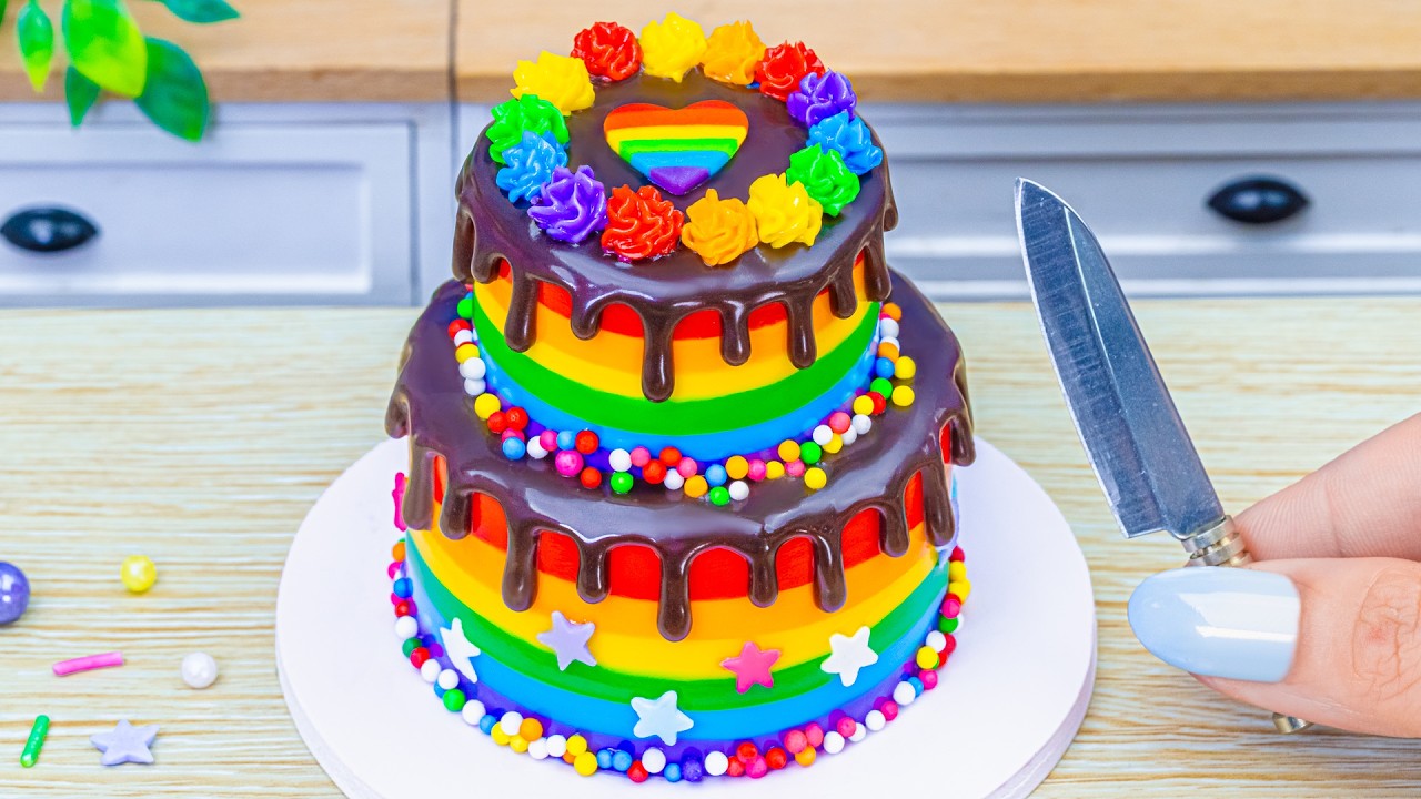 Mini Rainbow Cake Recipe With Chocolate 🌈 Stunning Rainbow Cake ...