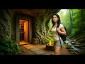 Building a Warm and Cozy Dugout Shelter Under a Giant Rock for Survival. Bushcraft