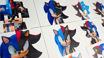 Drawing SONIC vs SHADOW in 12 Different Styles  Part 2