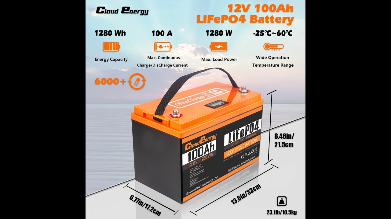 12V 100Ah battery Solar Batteries with 6000+ Discharge Cycles+Built in 100A BMS