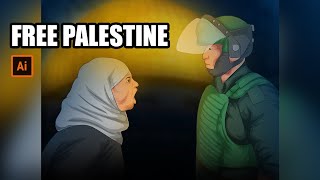 Palestine Art Work Cartoon Edit For Palestine Fast Art Time Lapse