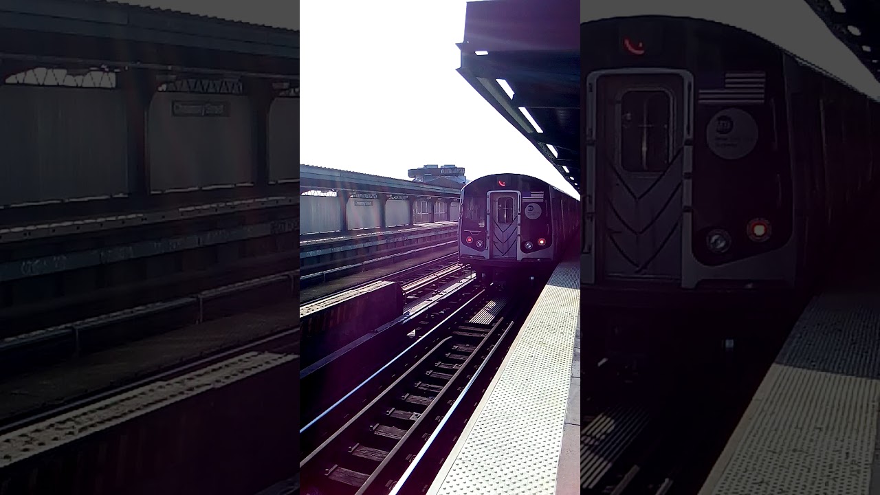 Manhattan Bound R160A J train entering and leaving Chauncey Street