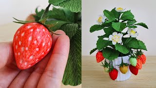How To Make Strawberry Plant From Crepe Paper / Paper Flower / Góc nhỏ Handmade