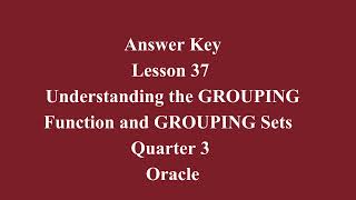 Understanding the GROUPING Function and GROUPING Sets| Q3 Oracle L37 P3 | SMILE ROAD