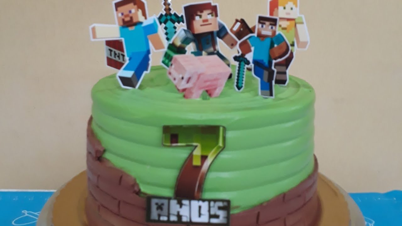 Bolo Minecraft Recheio de - Mahei'Cakes e decorações