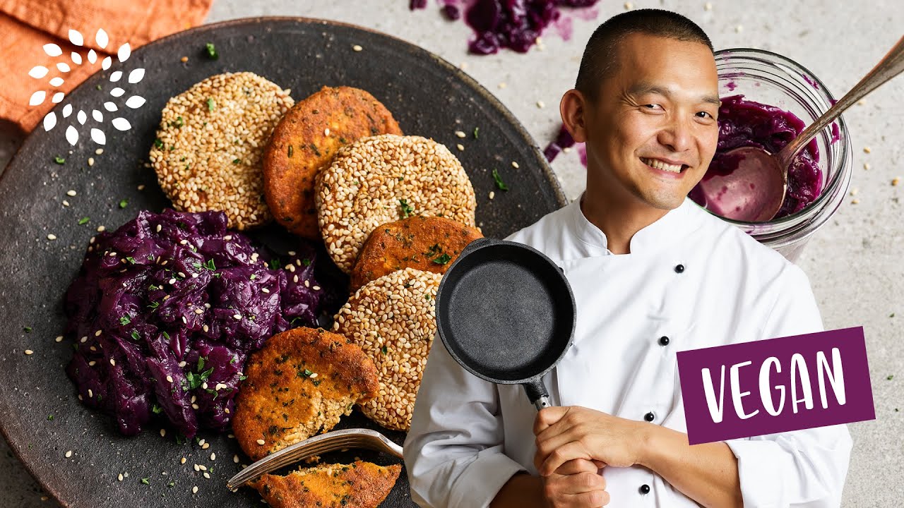 Tofu Bratlinge mit Rotkraut [Rezept] - Vegan