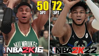 Hitting A 3pt With Giannis Antetokounmpo In Every NBA 2K!