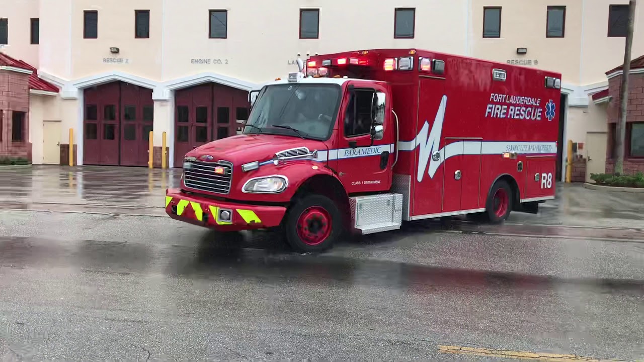 FORT LAUDERDALE FIRE DEPARTMENT RESCUE 8 RESPONDING FROM QUARTERS ON SW ...