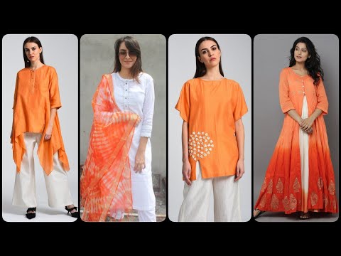 Orange and white combination dresses || outfit ideas for girls || letest casual dresses