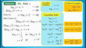 HKDSE 2017 Maths Core Paper 2 Q34: Logarithm 對數、Simultaneous Equations 聯立方程