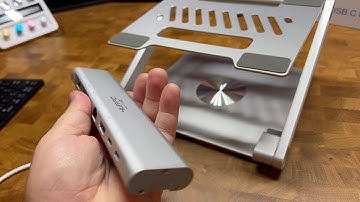 Laptop Docking Station Stand with Detachable Hub, 4K HDMI, USB, Ethernet, Adjustable Rotating Base