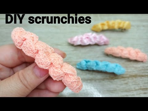 DIY scrunchies tutorial/how to make scrunchie sewing tutorial/วิธีทำที่หนีบผม