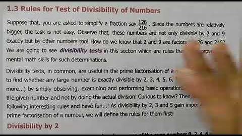 6th std maths Rules for test of Divisibility of numbers 2 3 4 5 chapter1 term2