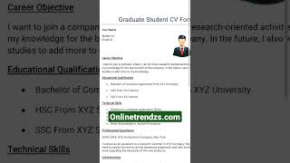 Best Graduate Student CV Format 2023 resumeformat shortsvideo