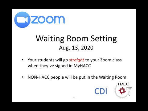 Settings in Waiting Room (Aug. 2020)