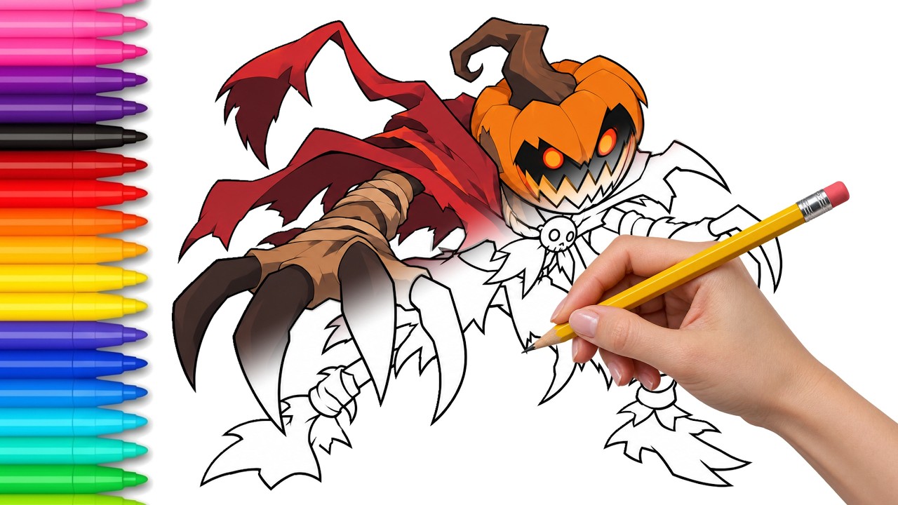 How To Draw SCARY PUMPKIN MONSTER | Halloween Drawing Tutorial - YouTube