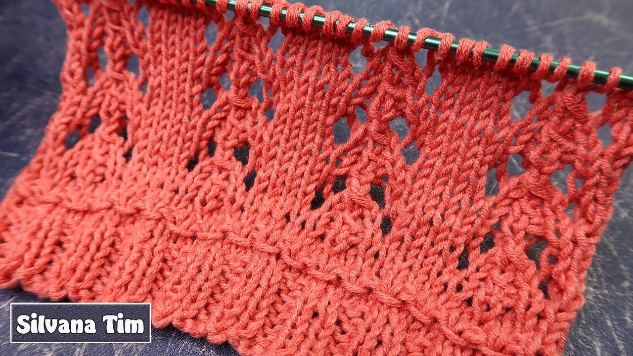 Punto Calado Tejido a dos agujas. Cómo separar el Borde 2x2 del punto calado con Cadena. Silvana Tim