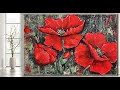 Red Poppies STEP by STEP Acrylic Painting/ Texture/ MariArtHome