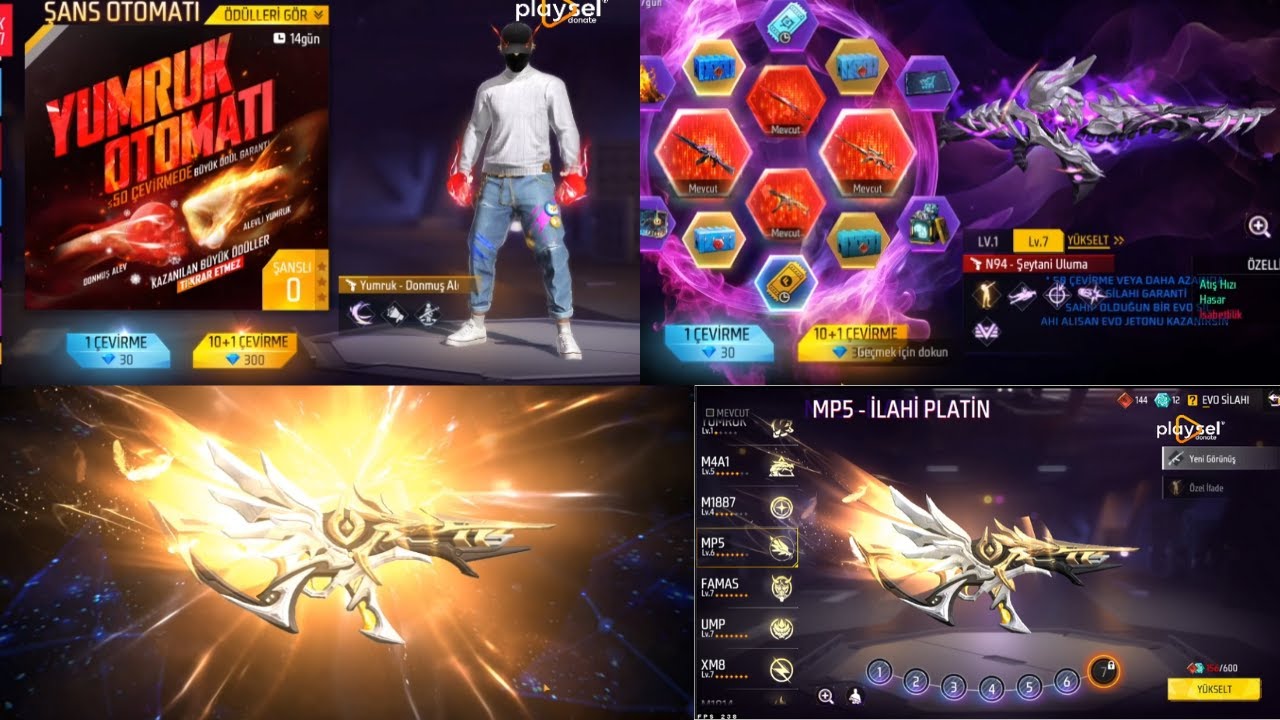 YUMRUK DESENİNİ TEKLİ ÇEVİRMEDE ÇIKARTTIM EVO SİLAHLARINA YATIRIM MP5 FULLEDİM Free Fire