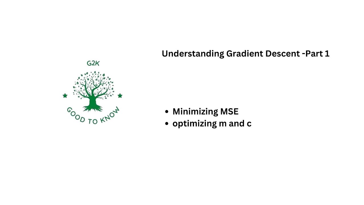 understanding Gradient Descent - part 1 (in tamil) - YouTube