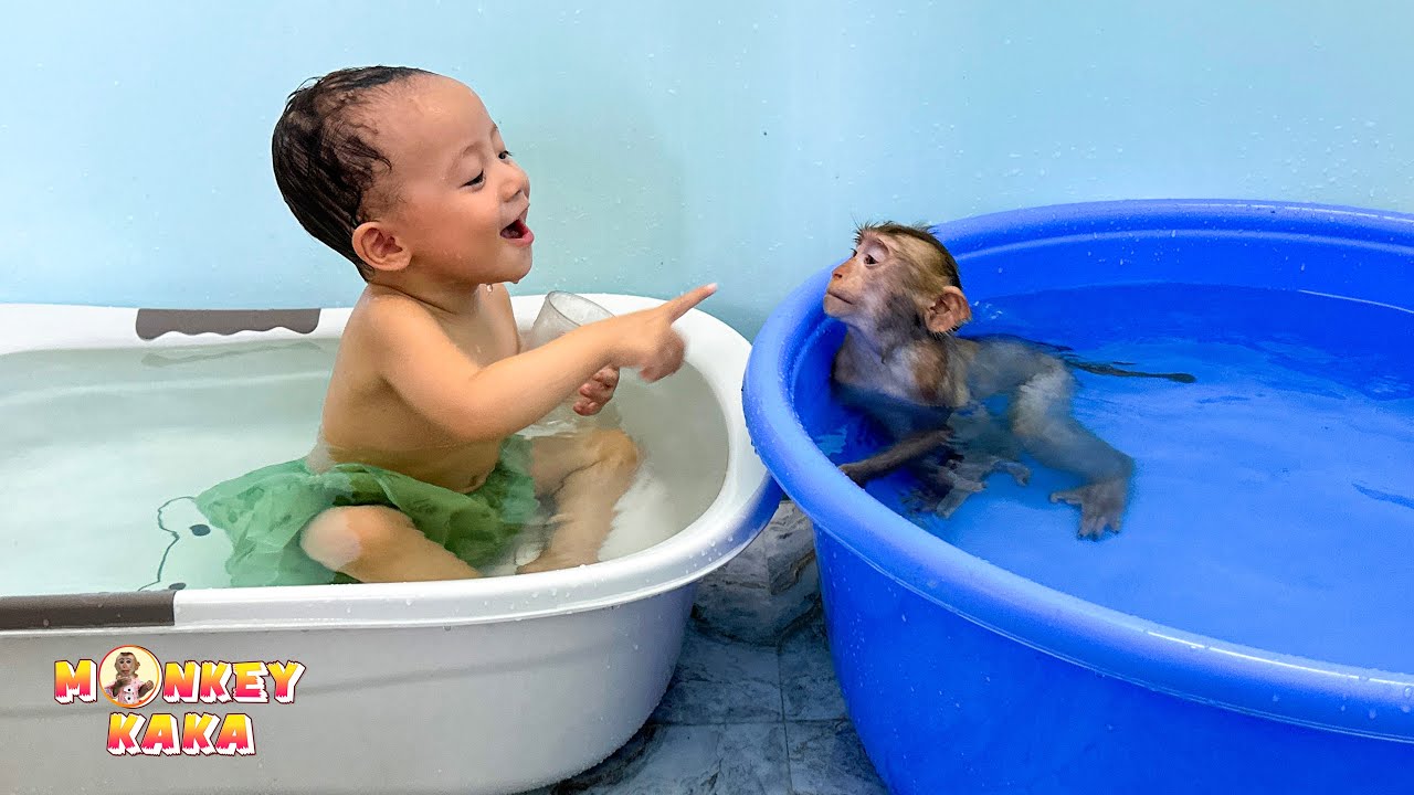 monkey-kaka-and-diem-eagerly-preparing-to-take-a-bath-look-so-cute