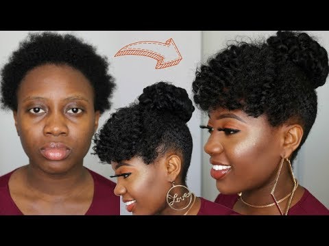 no-cornrows-|-simple-protective-style-|-curly-bun-with-bangs-crochet!-hair-how-to