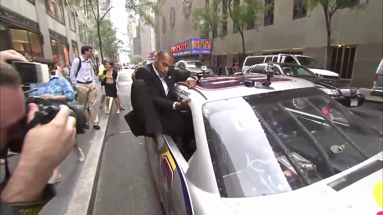 Thierry Henry in Red Bull NASCAR street car