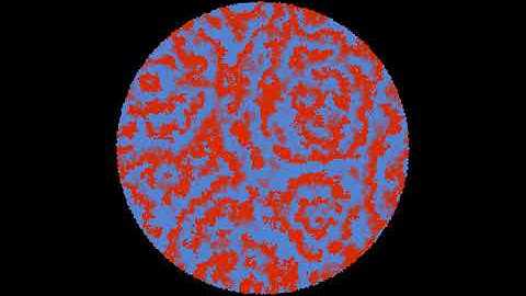 Petri-Dish BZ Reaction Cellular Automation (20,000 Cells)