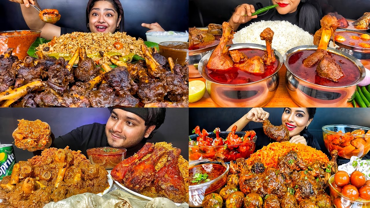 SPICY MUTTON CURRY CHICKEN CURRY EGG CURRY CHICKEN TANGDI BIRYANI EATING SHOW EATING VIDEOS 