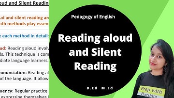 Reading aloud and Silent Reading | Pedagogy of English