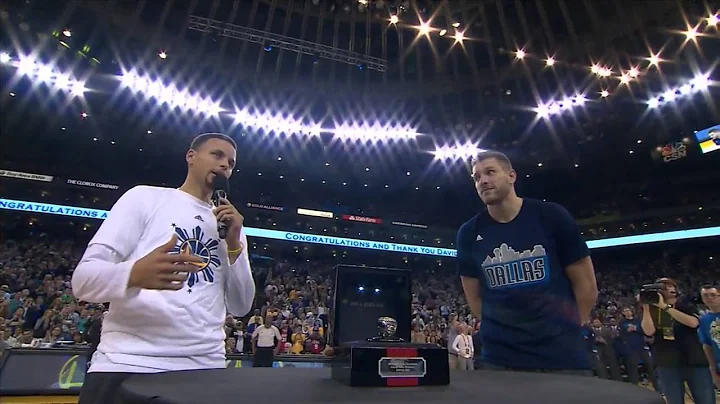 Stephen Curry presents David Lee with Championship Ring
