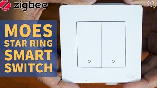 MOES New Star Ring Smart ZigBee3.0 Push Button Switch (2 Gang switch | White) Profile