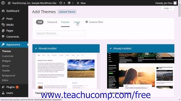WordPress 4.0 Training Tutorial Installing Themes from the WordPress Theme Directory
