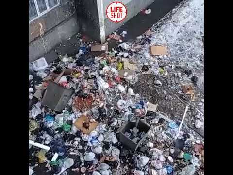 Жители выбрасывают мусорные пакеты из окон. Красноярск