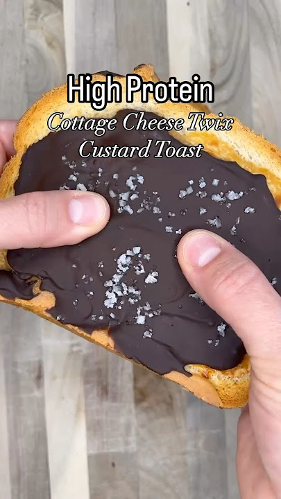 Cottage Cheese Twix Custard Toast! Recipe in comments! #cottagecheese #twix #twixtor #custard #toast
