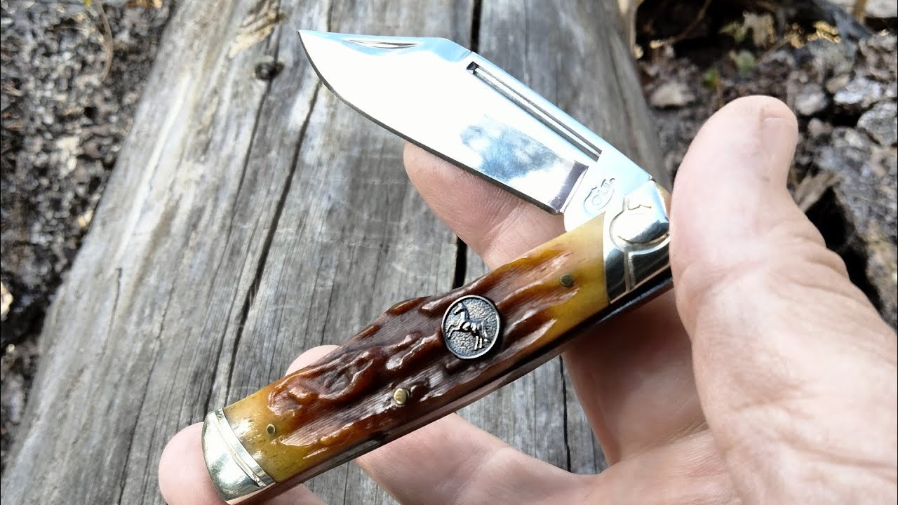 Colt CT201 Gunstock Knife Brown Stag ~ A CHINESE SOD BUSTER JR. WITH ATTITUDE? ~  IT'S A COOL KNIFE