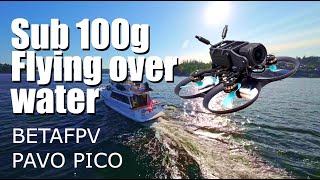 Sub 100g Betafpv Pavo Pico over water, chasing speedboat and yacht Cates Park North Vancouver