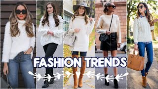 Ideas de Looks con Suéter básico blanco 🍂 Sweater Moda Otoño Invierno 2023-2024