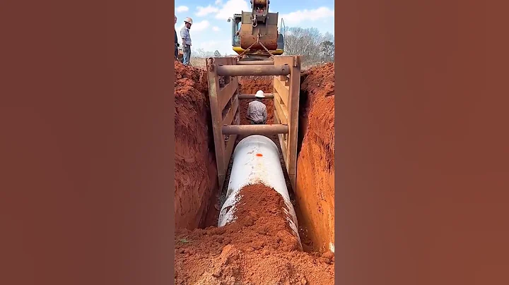 The process of water drainage by laying concrete pipes