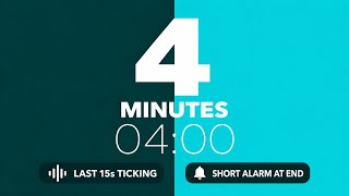 4 Minute Countdown Timer ⏱️ | Final Alarm & 15s Ticking | Final Alarmı ve Son 15 Saniye Tıkırtısı