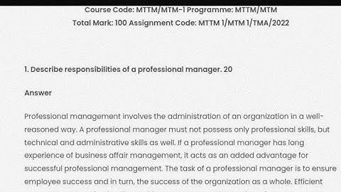 MTTM 1 SOLVED ASSIGNMENT 2022 / PDF WATSAPP ME 8228091239 #ignou