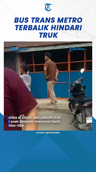 Kecelakaan Bus BRT Metro Deli Terbalik Hindari Truk Putar Balik #shorts