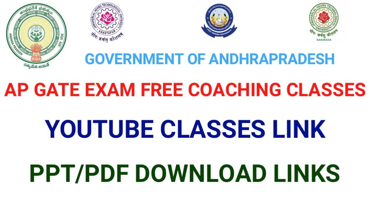 AP GATE EXAM FREE ONLINE COACHING CLASSES YOUTUBE CLASSES LINKS PPT/PDF ...