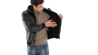 Giacca in pelle artigianale modello bomber John sh colore nero da uomo - Doppia Pelle