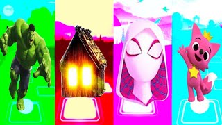 Hulk 🆚 Spider House Head 🆚 Spider Gwen 🆚 Pinkfong 🎶 Tiles hop EDM Rush?