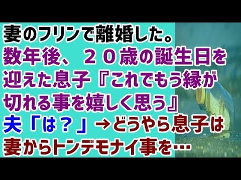 【スカッとする話 浮気 復讐】妻のフリンで離婚した。数年後、２０歳の誕生日を迎えた息子『これでもう縁が切れる事を嬉しく思う』夫「は？」→どうやら息子は妻からトンデモナイ事を…
