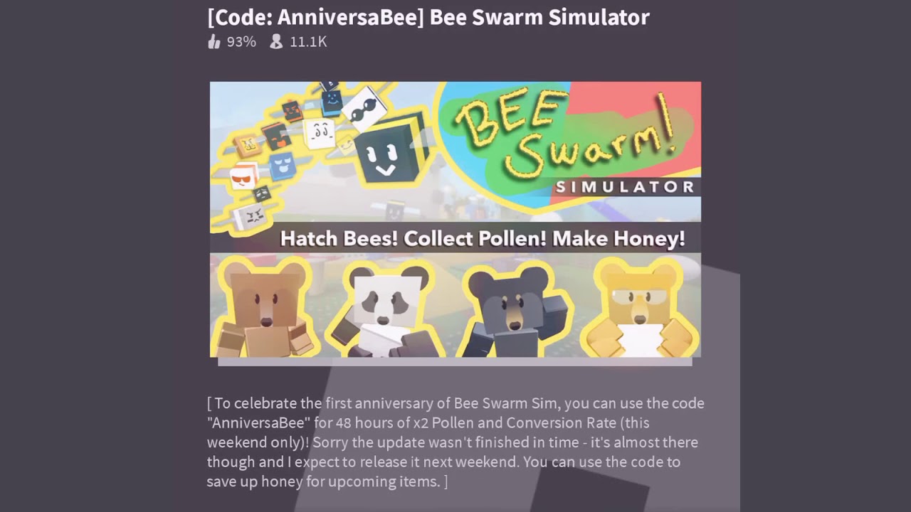 Roblox Bee Swarm Simulator Update New Code Youtube - youtube roblox bee swarm sim codes